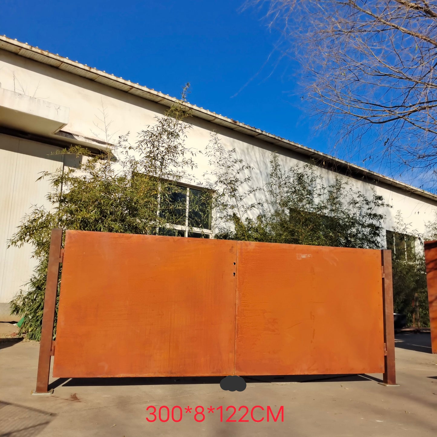 Edelrost Flügeltor & Gartentor 300 cm breit