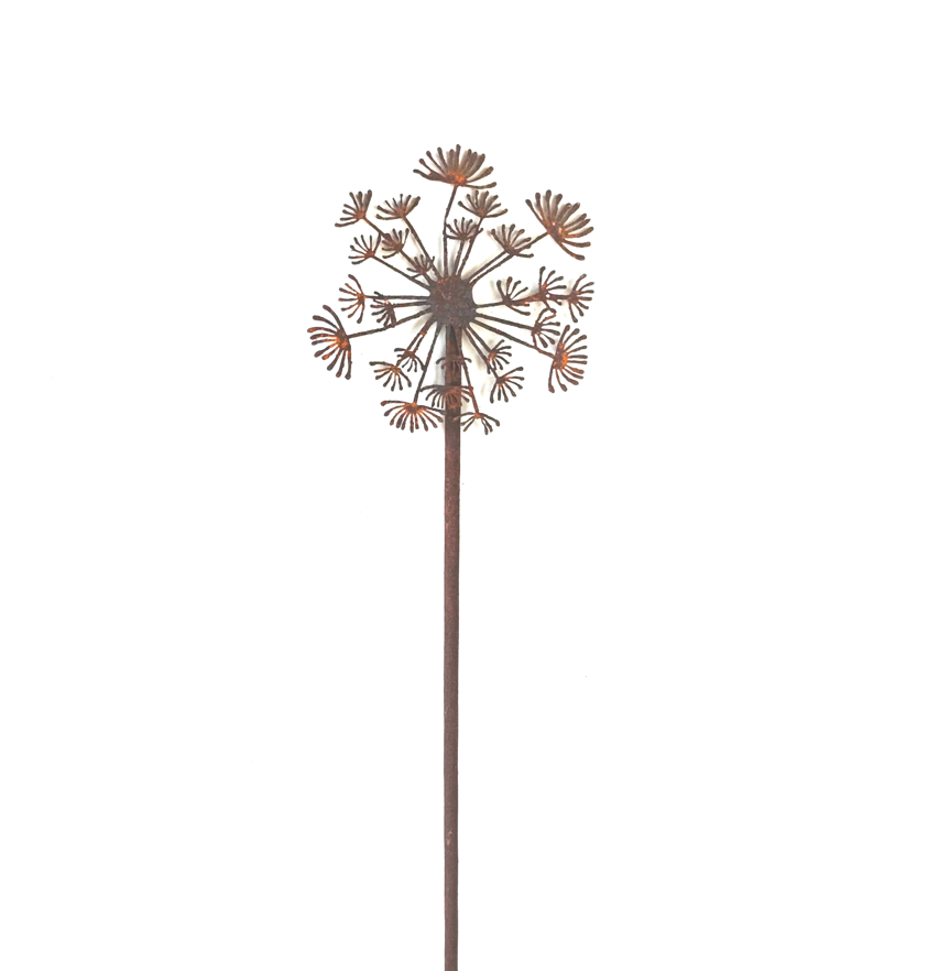 Rust garden stake dandelion dandelion clock