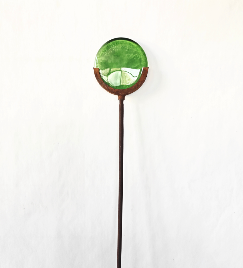 Edelrost tuinsteker met glasdecoratie voor tuin en terras, 032281