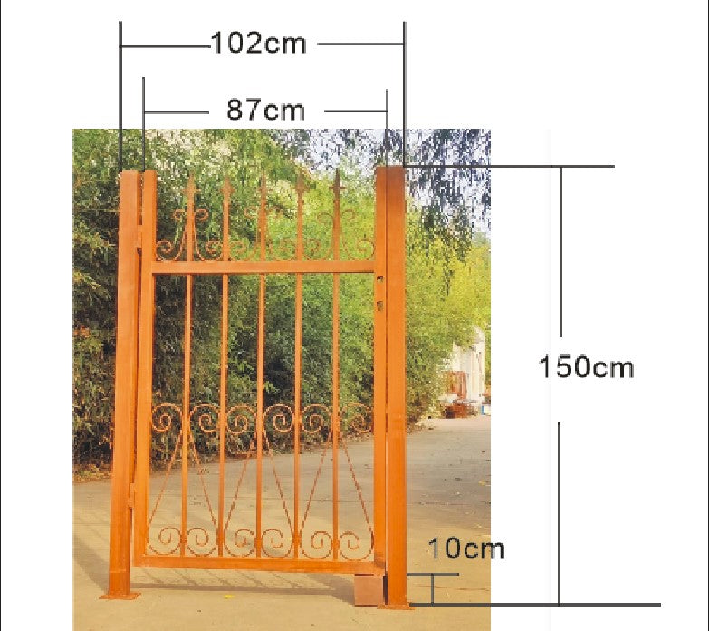 Rust garden gate including posts made of metal rust handmade including door lock DIN: Left 032194