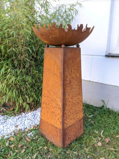 Noble rust garden fire bowl plant bowl 50cm 1mm with stand cone H100cm