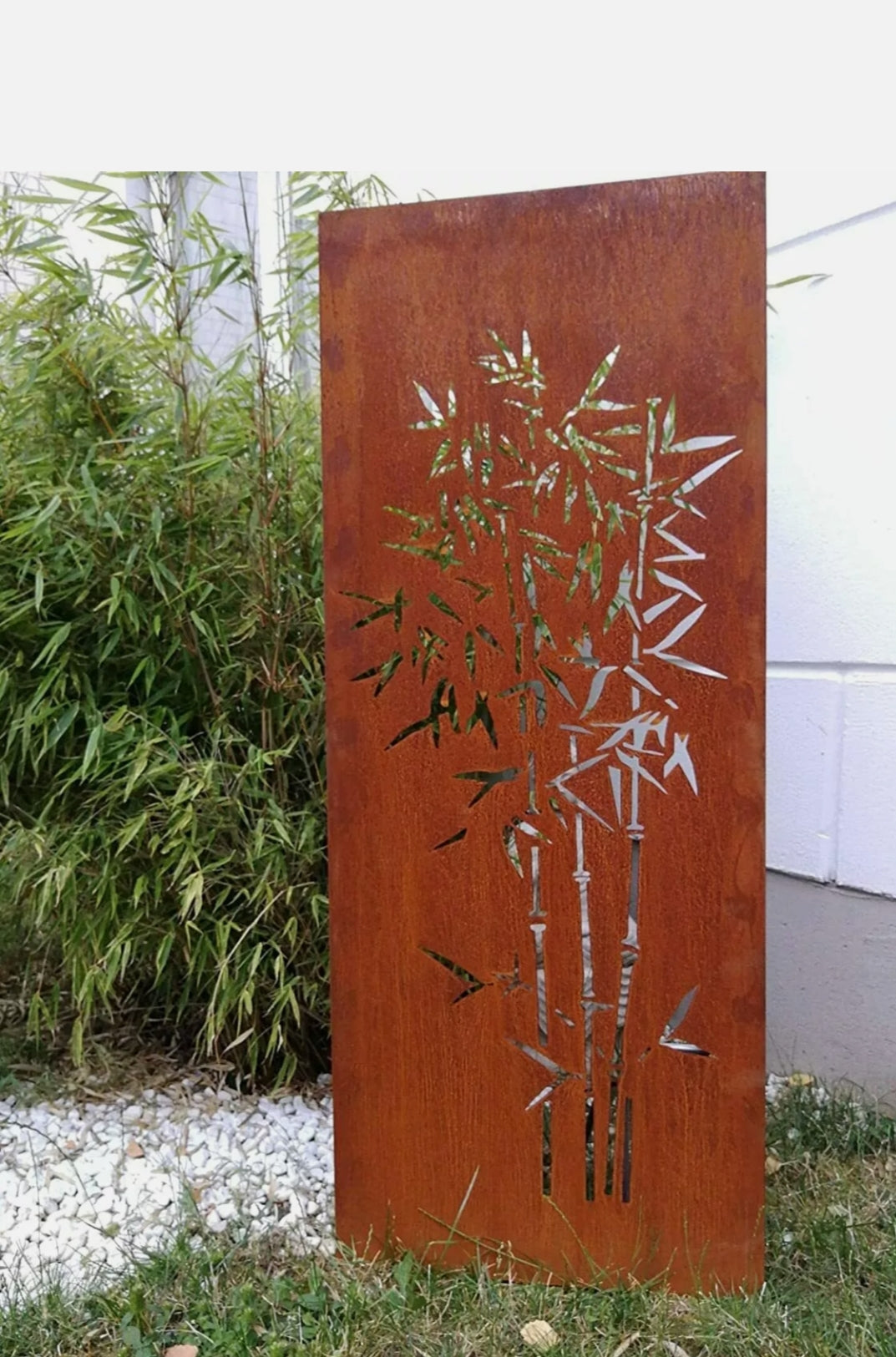 Patina garden privacy screen rust privacy screen made of metal bamboo 031915