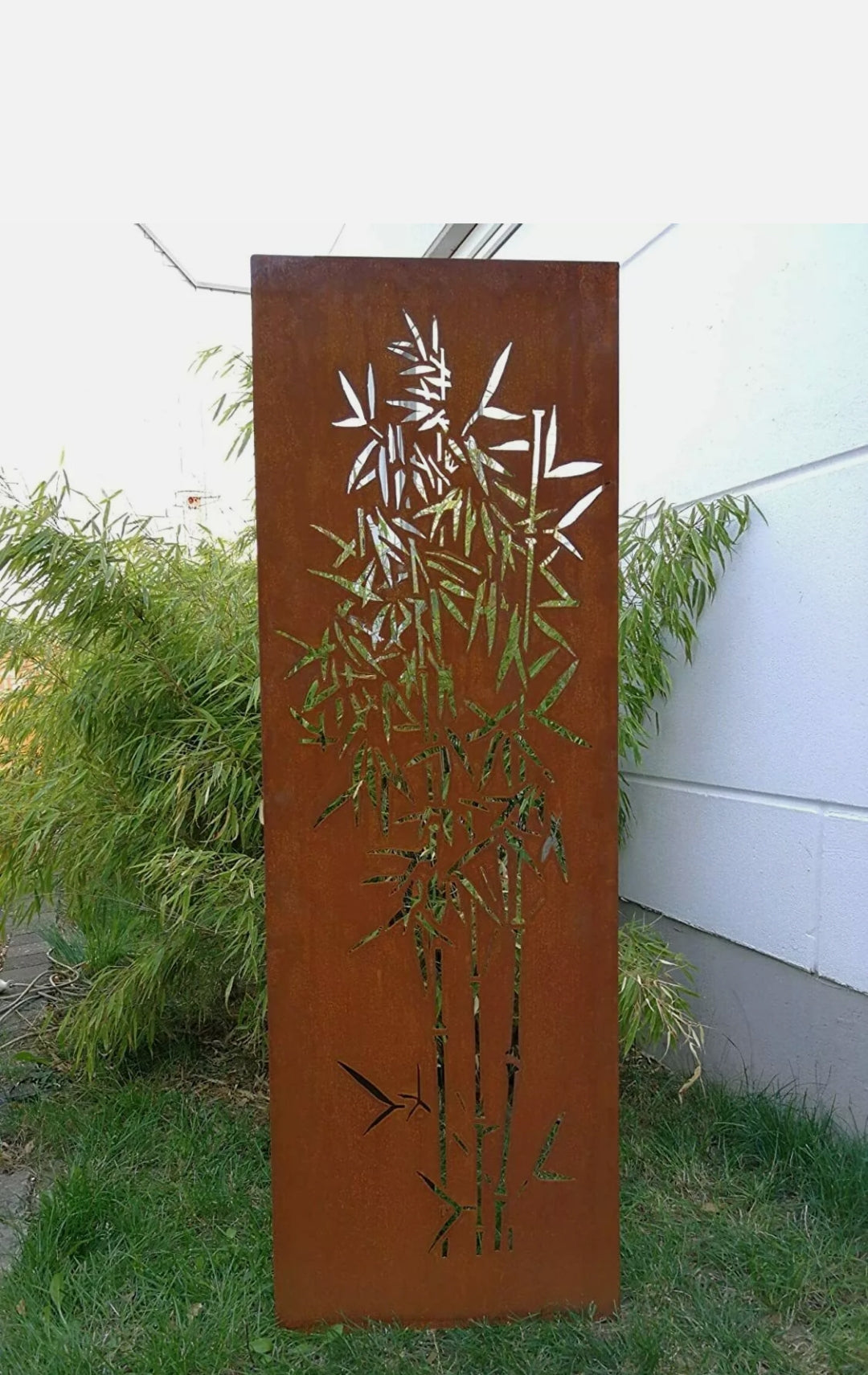 Patina garden privacy screen rust privacy screen made of metal bamboo 031915