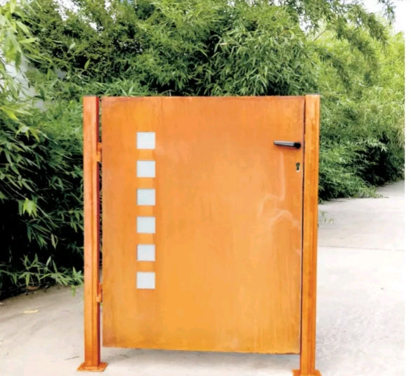 Garden gate rust garden gate metal including posts rust with glass decoration door lock