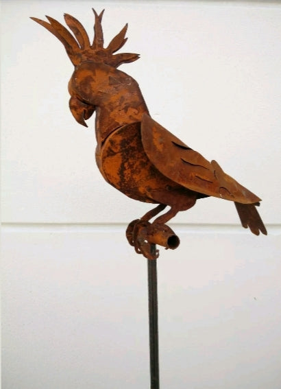 Garden stake bed stake parrot, rust, metal, garden figures, sculpture 031468