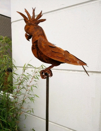 Garden stake bed stake parrot, rust, metal, garden figures, sculpture 031468