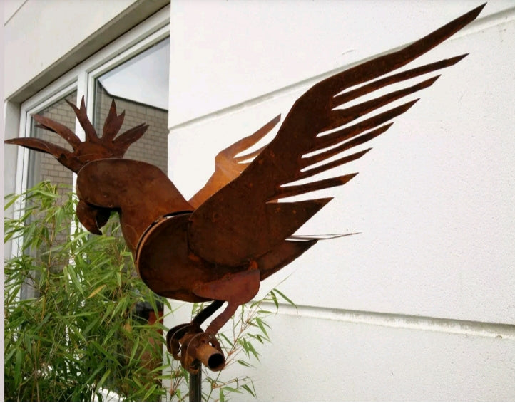 Garden stake bed stake parrot, rust, metal, garden figures, sculpture 031471