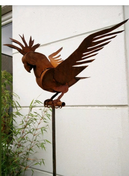 Garden stake bed stake parrot, rust, metal, garden figures, sculpture 031471