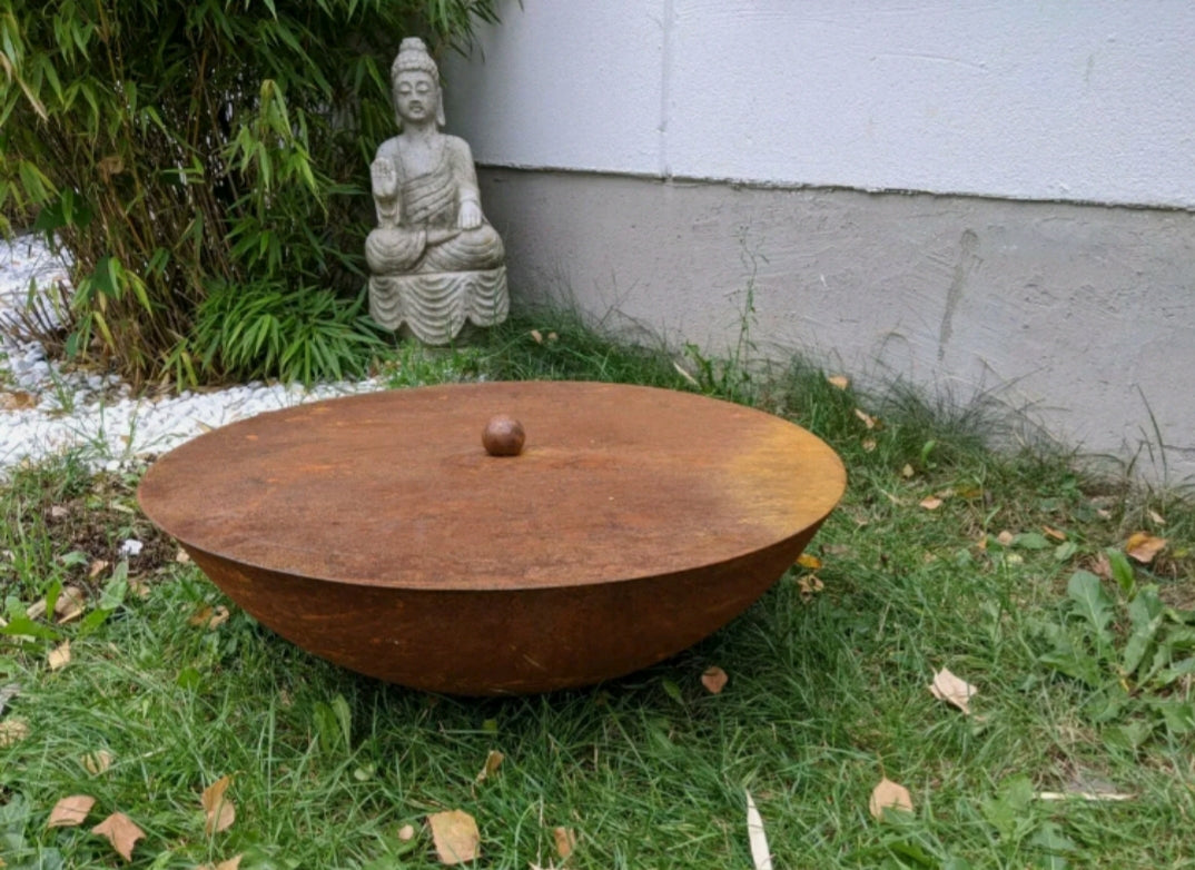 Noble rust garden fire bowl d=60cm, 1.8mm with pot lid 60cm rust garden decoration