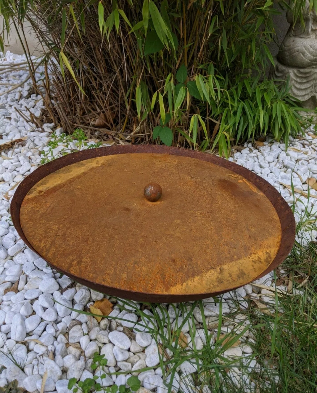 Noble rust garden fire bowl d=41cm,1mm with pot lid 40cm rust garden decoration