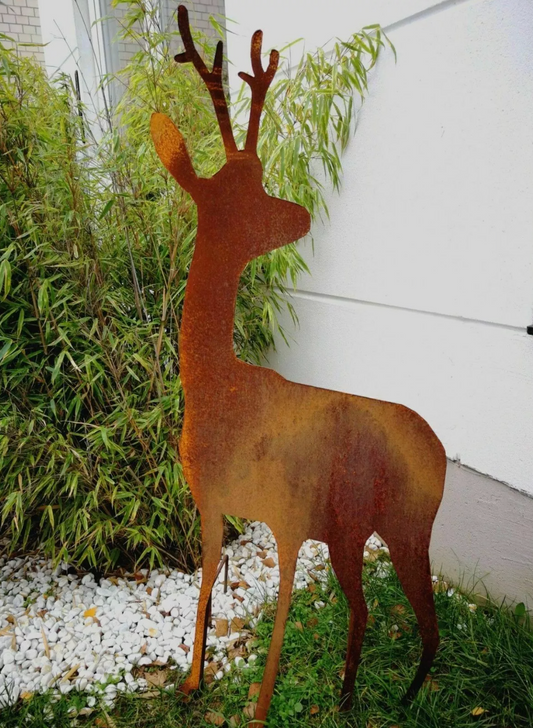 Edelrost Garten Hirsch aus Metall , Tier  031862 ,60*H125cm