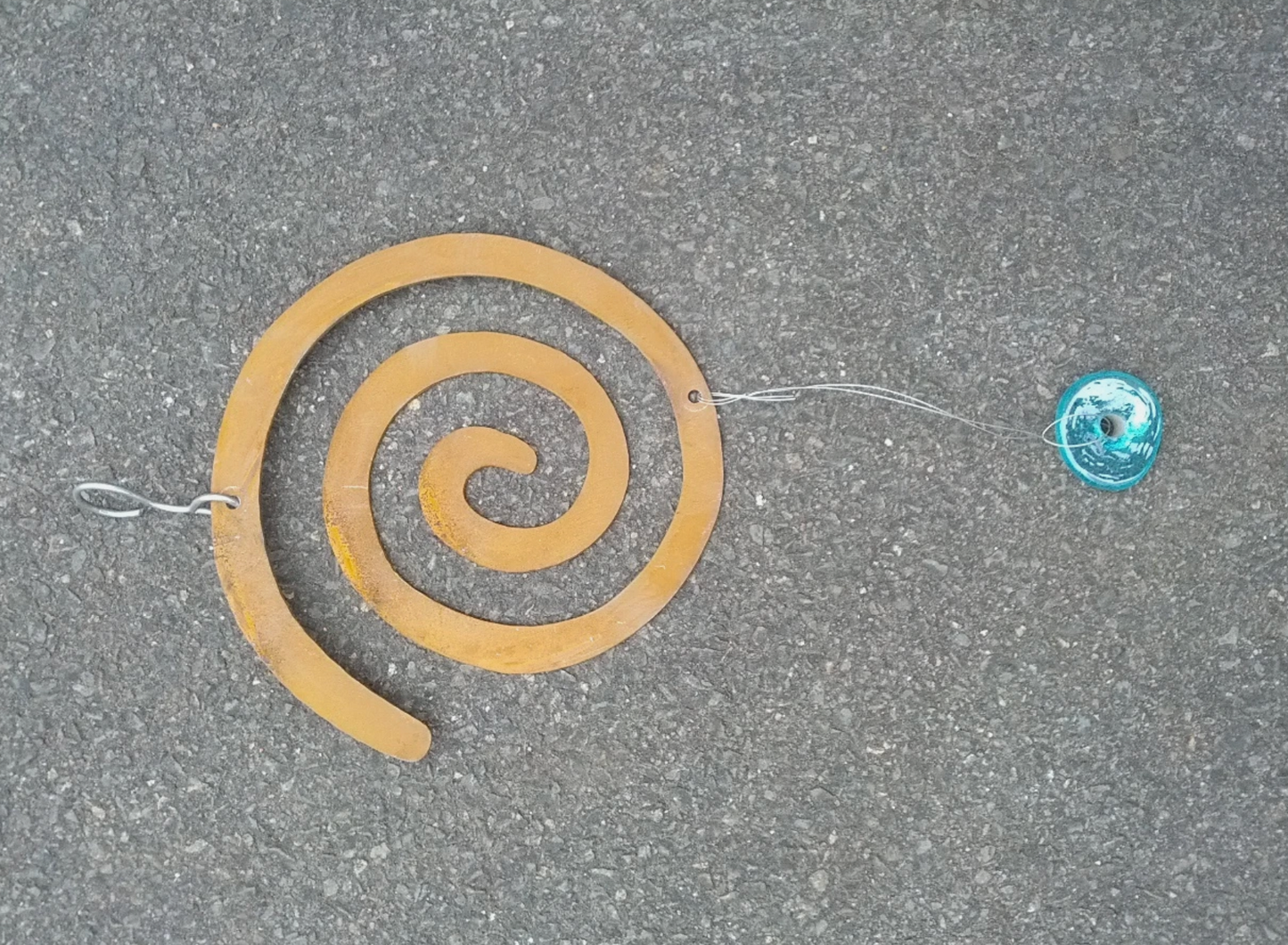 Edelrost garden spiral decoration metal with glass hanging decoration031283 green W22cm