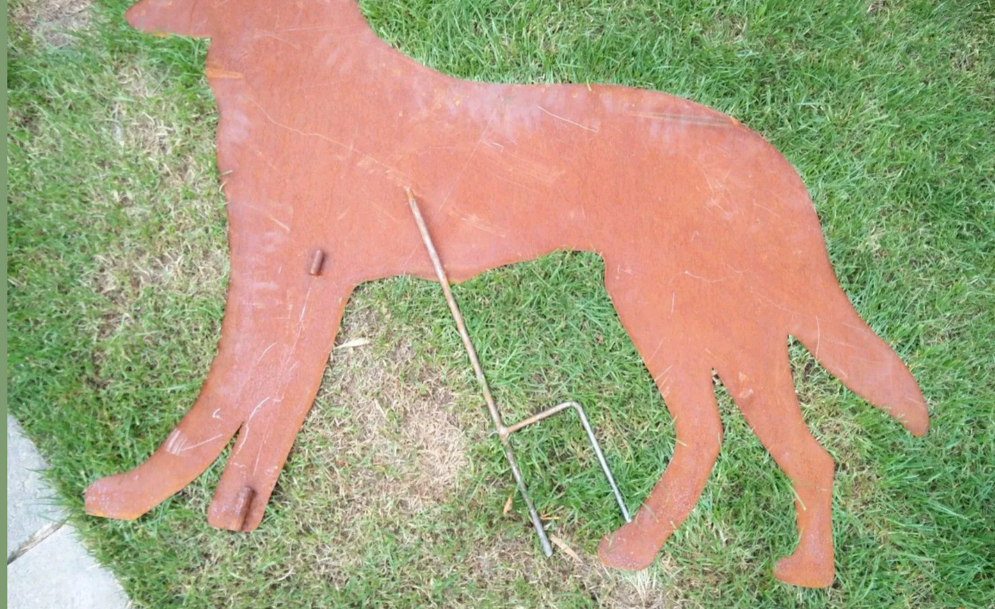 Garten Hund aus Metall 1mm, Gartenstecker Länge: 85 cm，031875