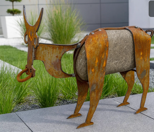 Figurines de jardin patinées vache rouille animaux de jardin pierre de jardin métal L30*H20cm