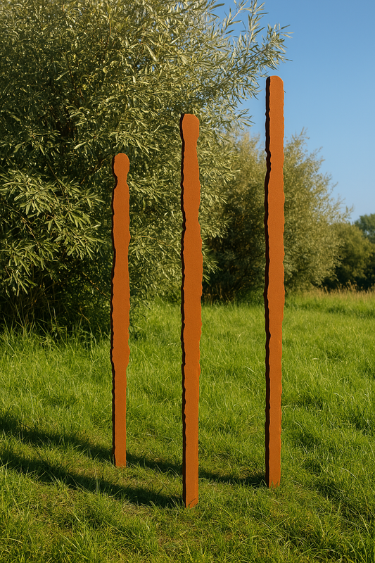 Edelrost Gartenstecker Skulptur Wolfsmilchkaktus  aus Metall ，3D