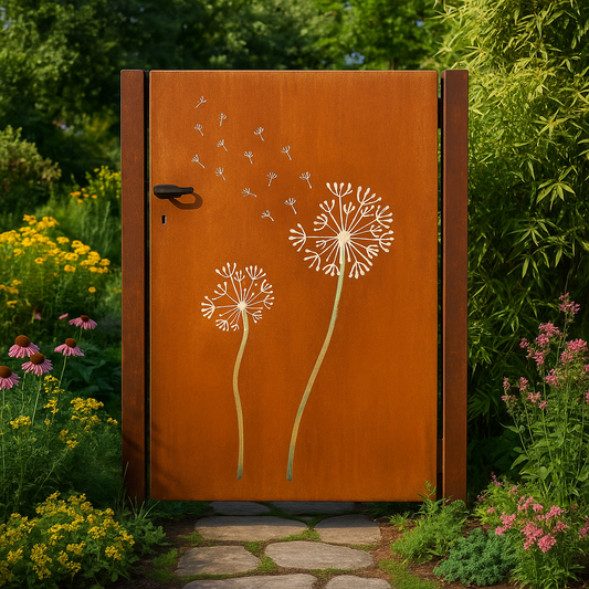 Rusted metal garden gate 1.2mm including door lock and post DIN: Right