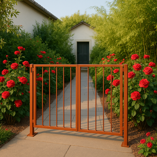 Rusty garden gate garden door Rusty garden gate garden door including posts 032085 