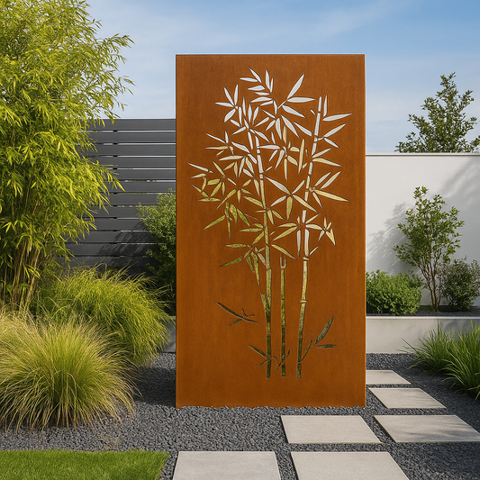 Patina garden privacy screen made of Corten steel 1.2mm W75H180cm