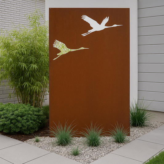 Edelrost Sichtschutz Kranich