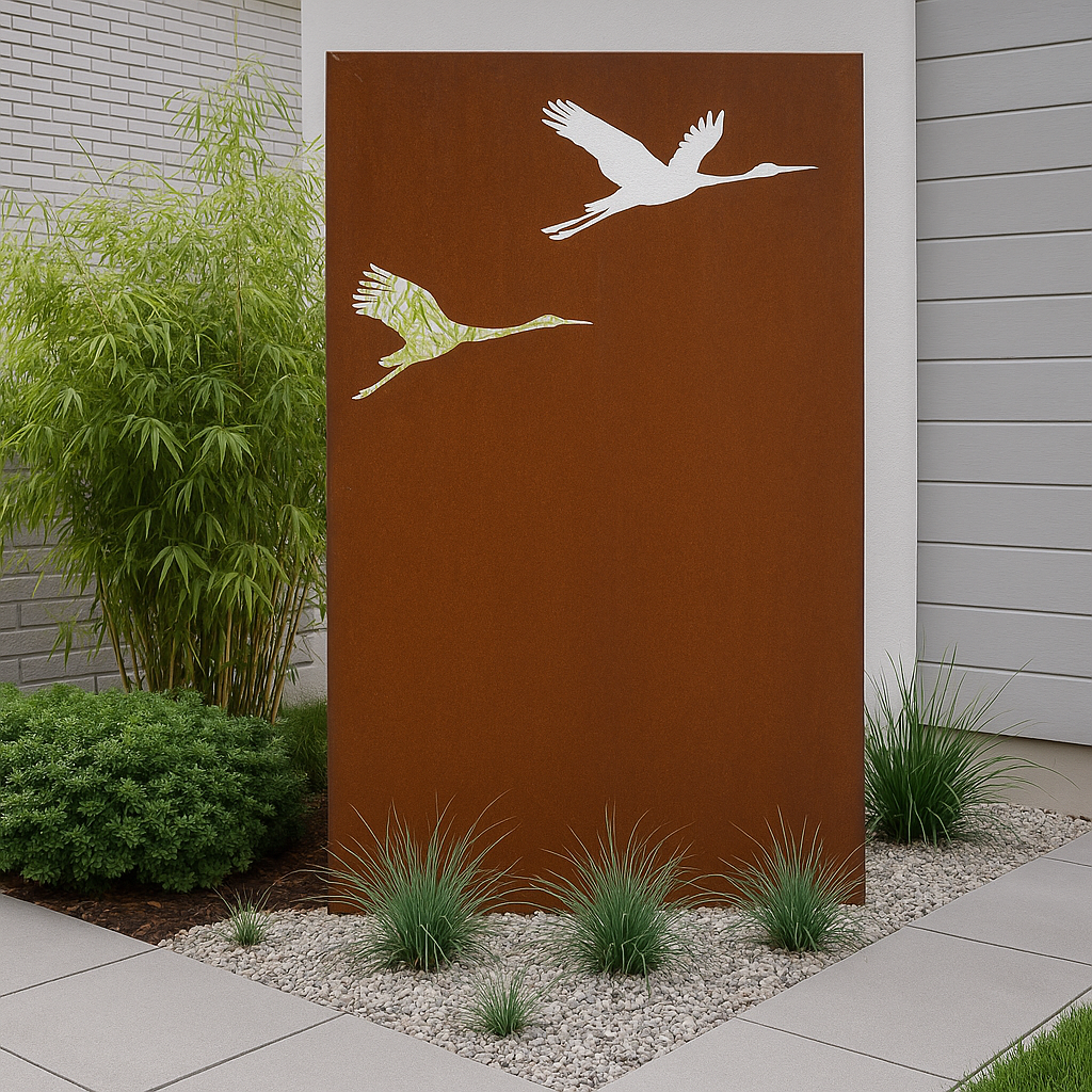 Garten Sichtschutzwand aus Corten Stahl 2mm  Höhe 180cm, Länge 75cm, 031477-11C