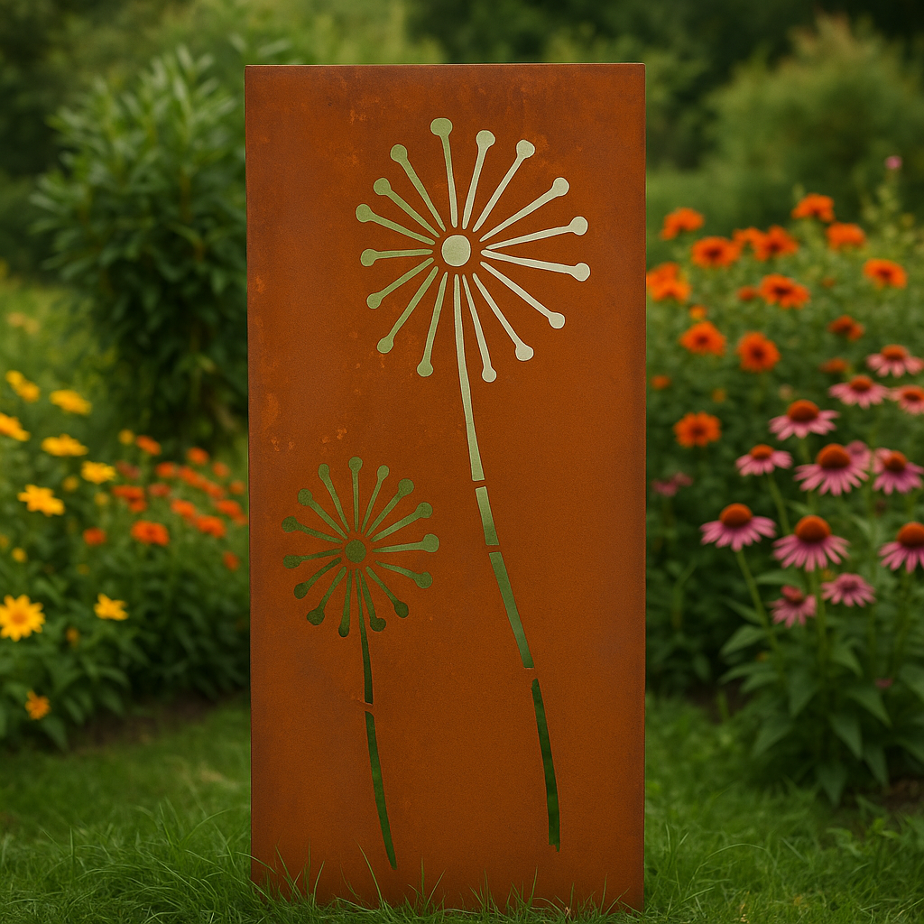 Patina garden privacy screen made of Corten steel 1.2mm W75H180cm