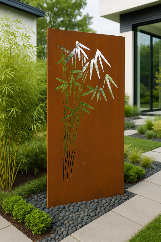 Edelrost Garten Sichtschutzwand Bambusstrauch aus Metall