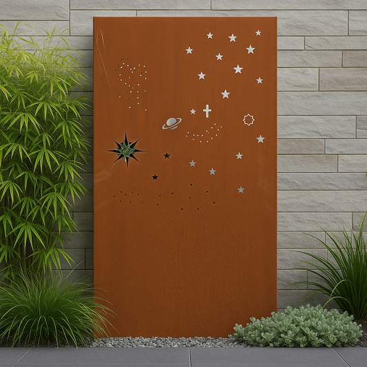 Edelrost Garten Sichtschutzwand 'Space' aus Metall 1mm 032169-2