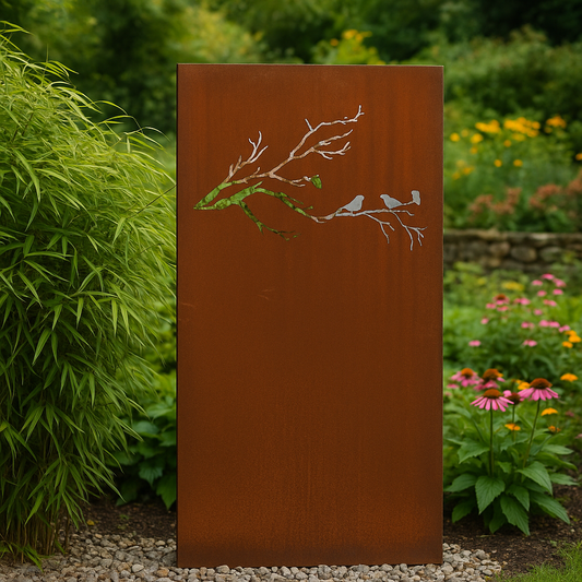 Mur intimité de jardin patiné en métal 1mm rouille L75 H150cm, 032137-2