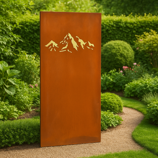 Edelrost Garten Sichtschutz ''Gebirge '' aus Metall  032239