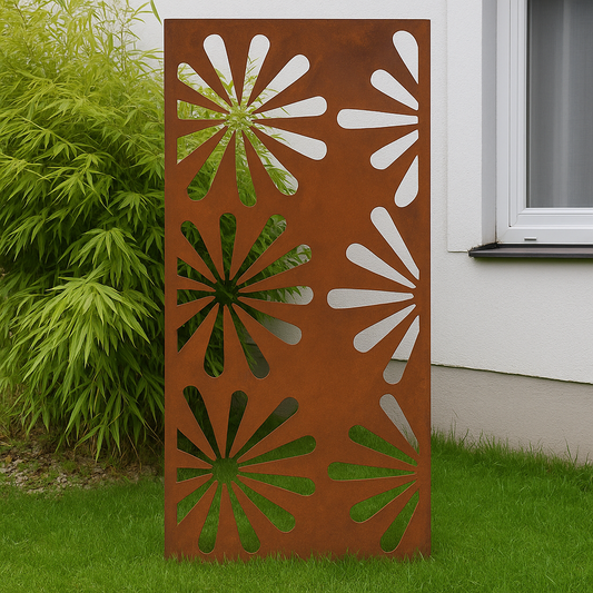Edelrost Garten Sichtschutz aus Metall ,Blumen