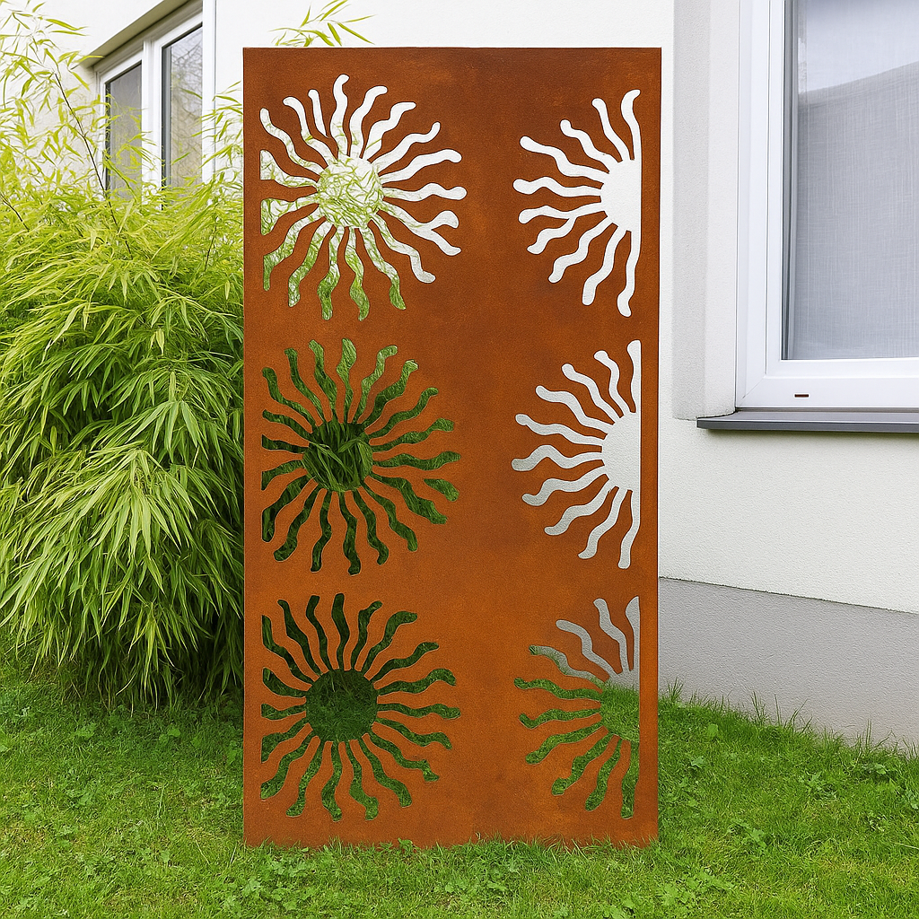 Edelrost Sichtschutzwand Sonne
