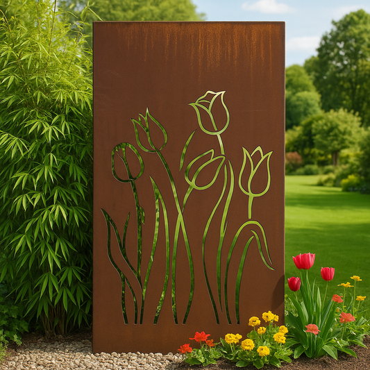 Edelrost Garten Sichtschutz ''Tulpe''， aus Metall 1mm  032161-2