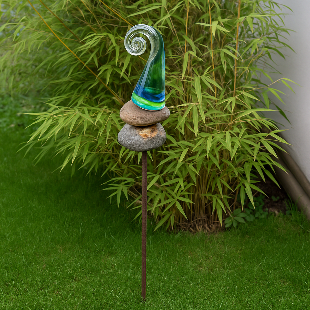 Gartenstecker mit Stein, Glasdeko Höhe 118cm, 029165