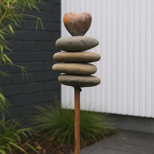 Edelrost paletto da giardino in pietra naturale, metallo, cuore, 030869, 104cm