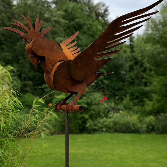 Edelrost Gartenstecker Papagei aus Metall,  031471