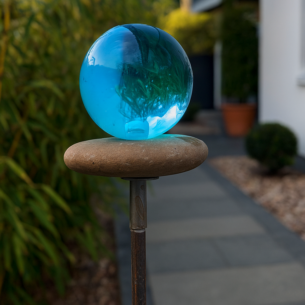 Gartenstecker mit Glaskugel 6cm hellblau