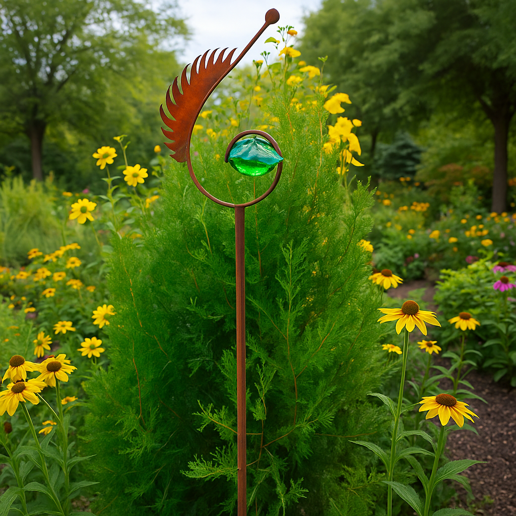 Piquets de jardin, décorations de jardin, piquets de lit, en verre et fer