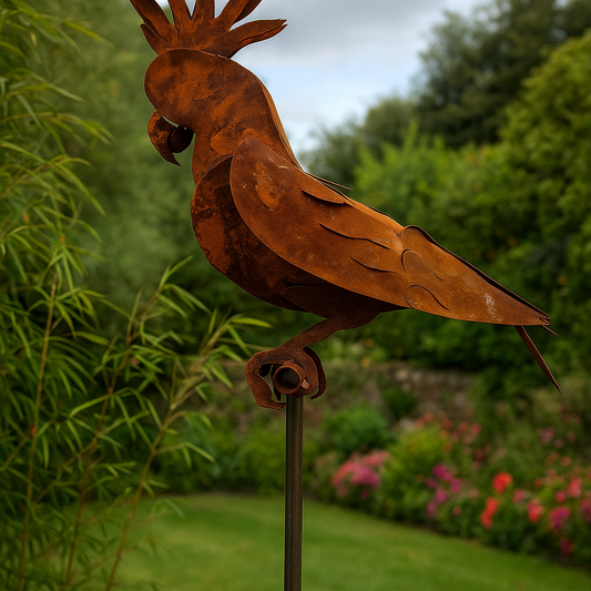 Gartenstecker Beetstecker Papagei,Edelrost，031468