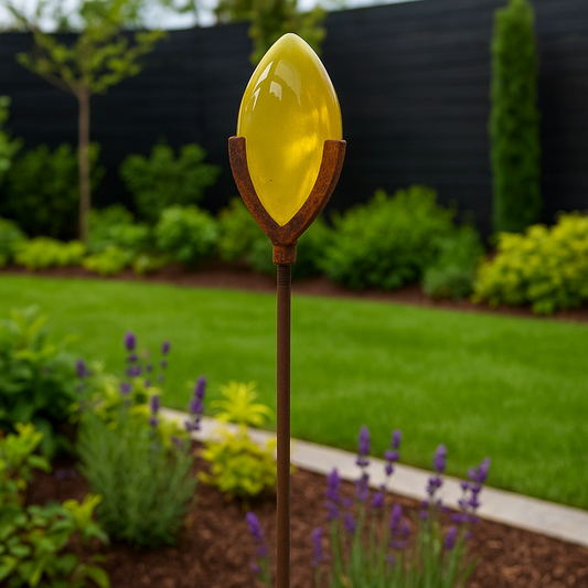 Edelrost Gartenstecker mit Glasdeko für Garten und Terrasse ,032283