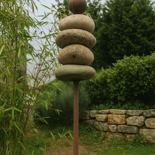 Gartenstecker, H104cm 030872 Metallkugel , Stein