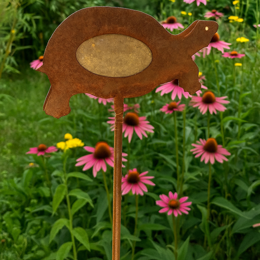 Edelrost Gartenstecker , Steindeko , H 115cm