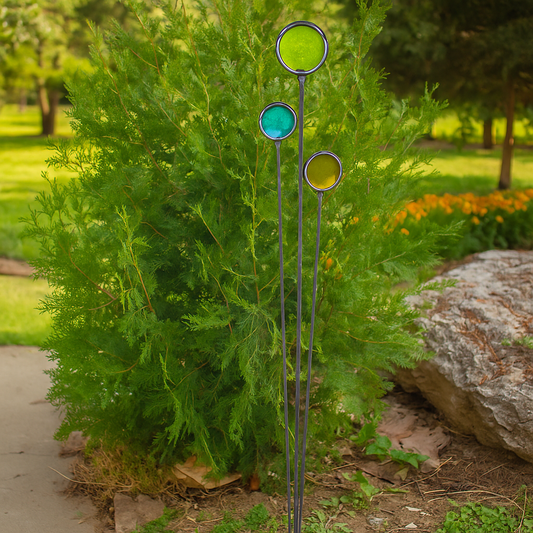 Gartenstecker Glasbaum aus Metall mit Glasdeko ,032214-1