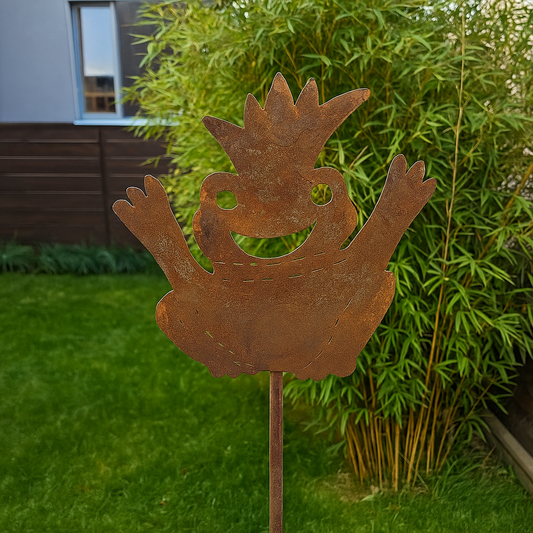 Frosch Gartenstecker Rost  für den Garten und Outdoor-Dekoration ,029191