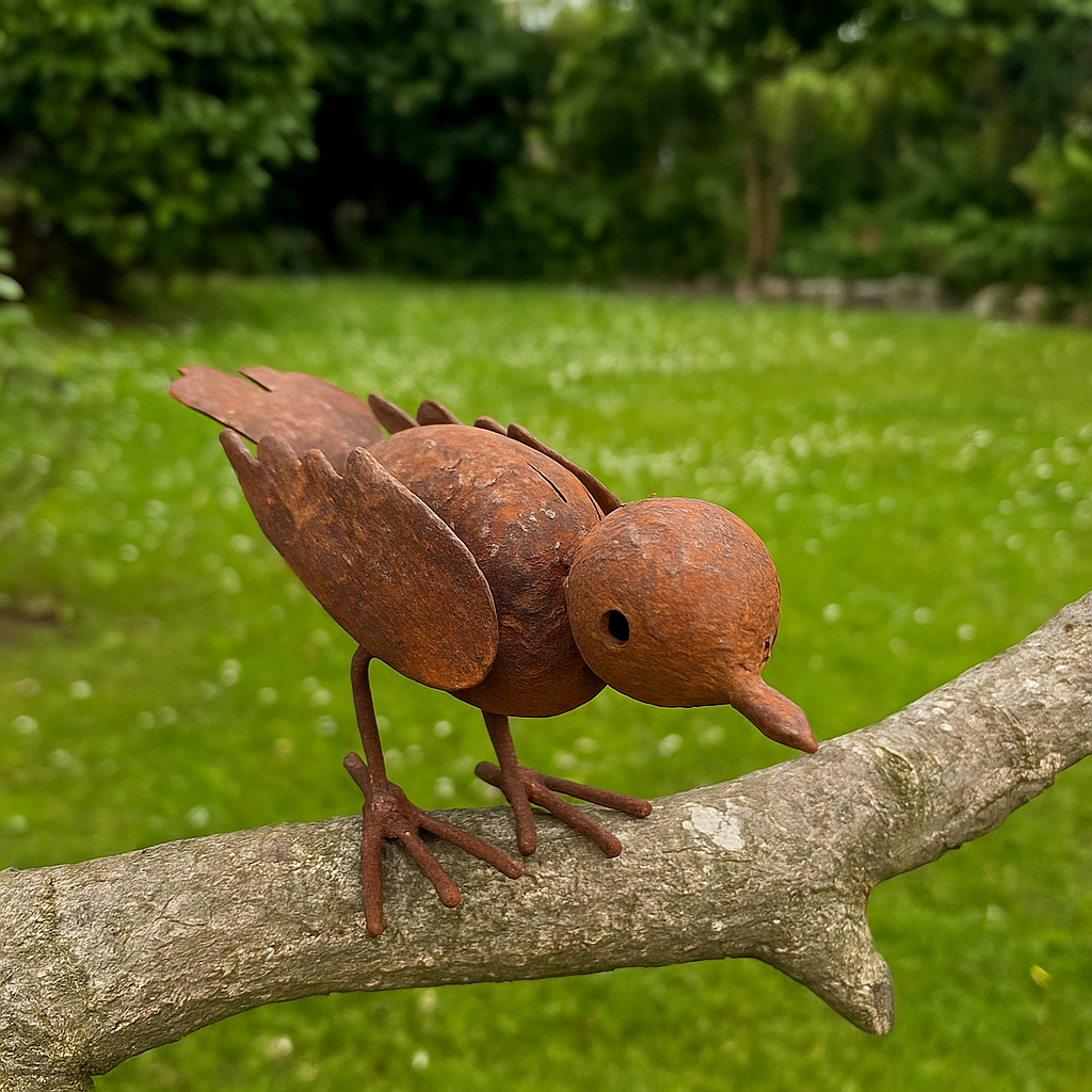 Edelrost Garten Vogel aus Metall , Gartendeko