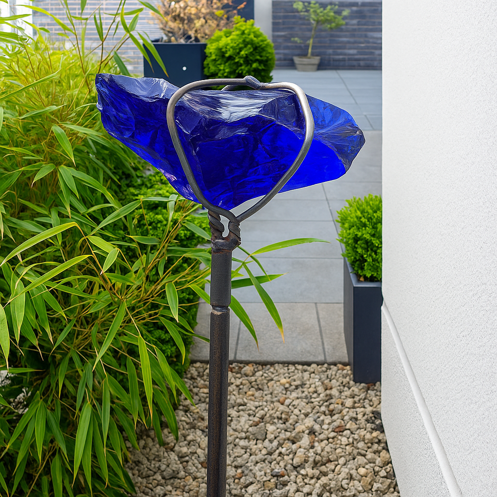 Tuinprikker glasdecoratie donkerblauw, hoogte 115 cm, 031263