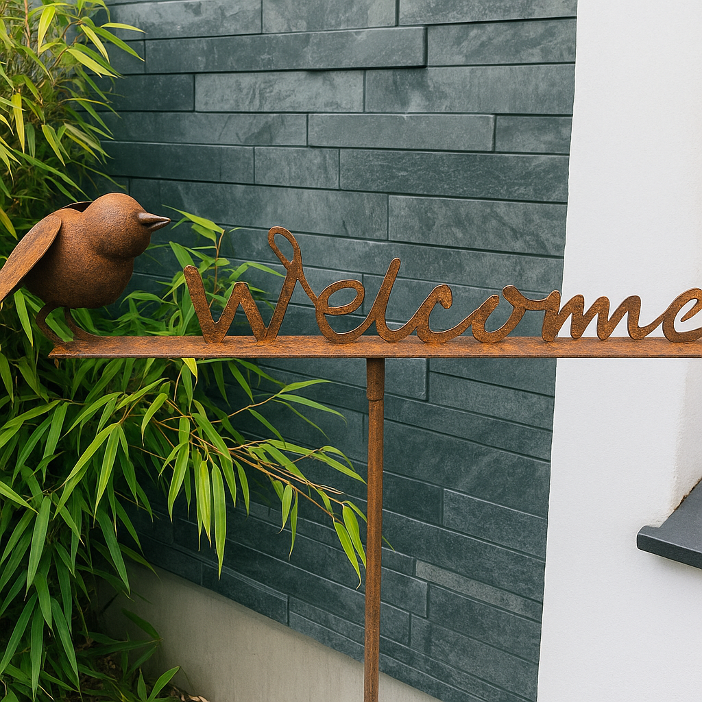 Garden stake Welcome with bird