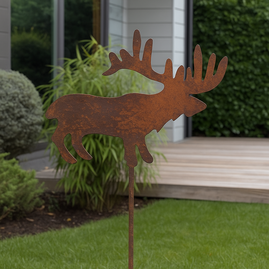 Edelrost GartenHirsch Gartenstecker Gartendeko Hirsch für Garten und Beete