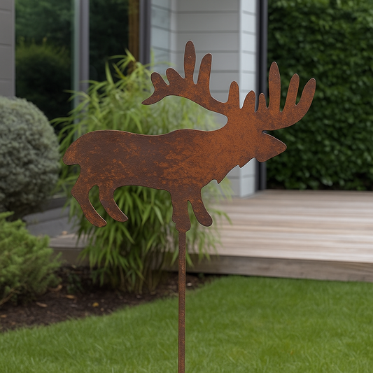Edelrost GartenHirsch Gartenstecker Gartendeko Hirsch für Garten und Beete