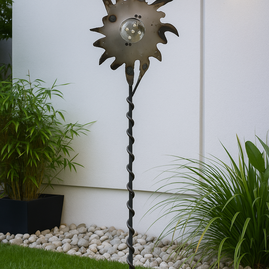 Gartenstecker Beetstecker mit Glaskugel  Transparent ，Höhe 180cm