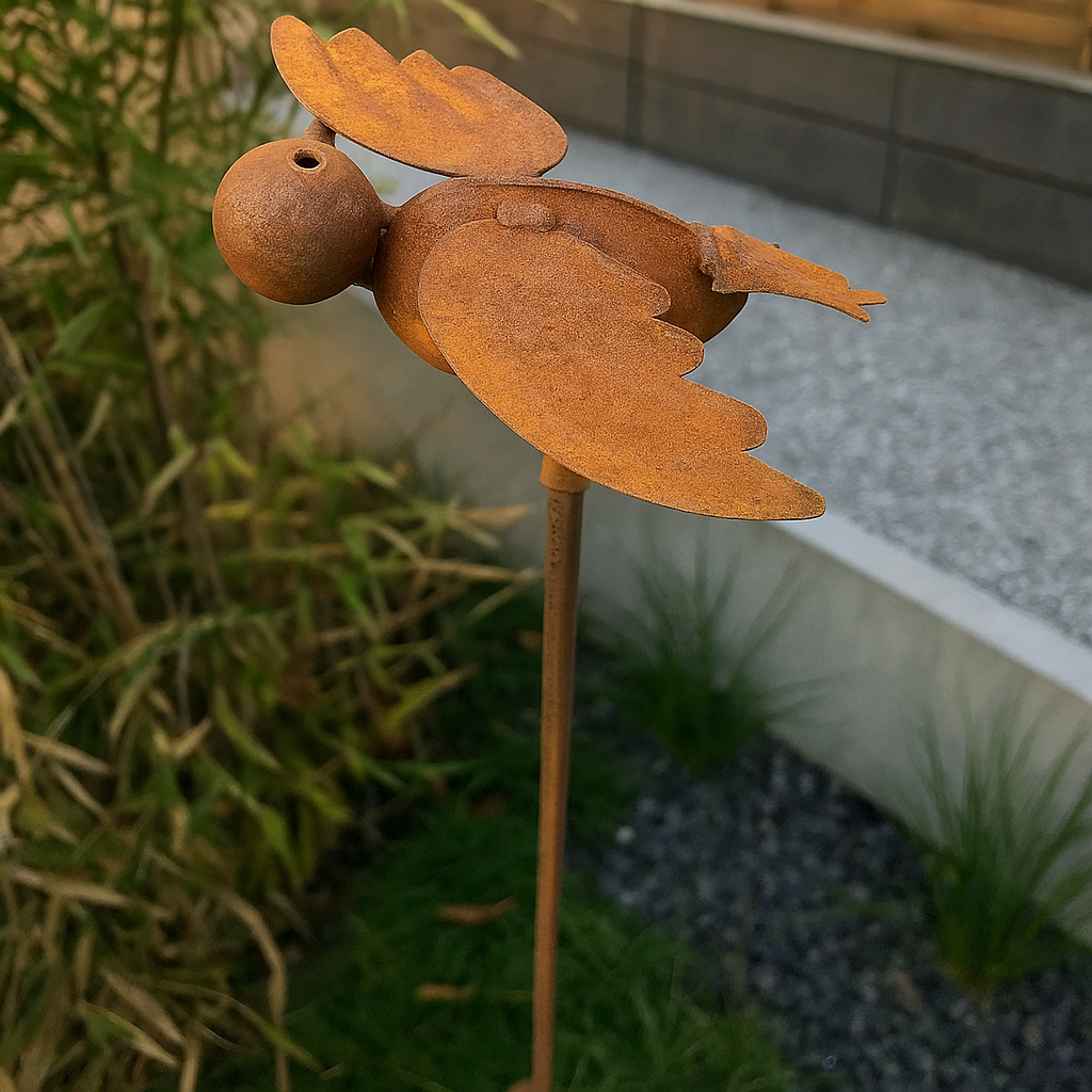 Edelrost Gartenstecker GartenVogel  Gartendeko ，Höhe 110cm